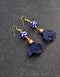 Single Blue Pottery Bead Earrings With Satin Funda